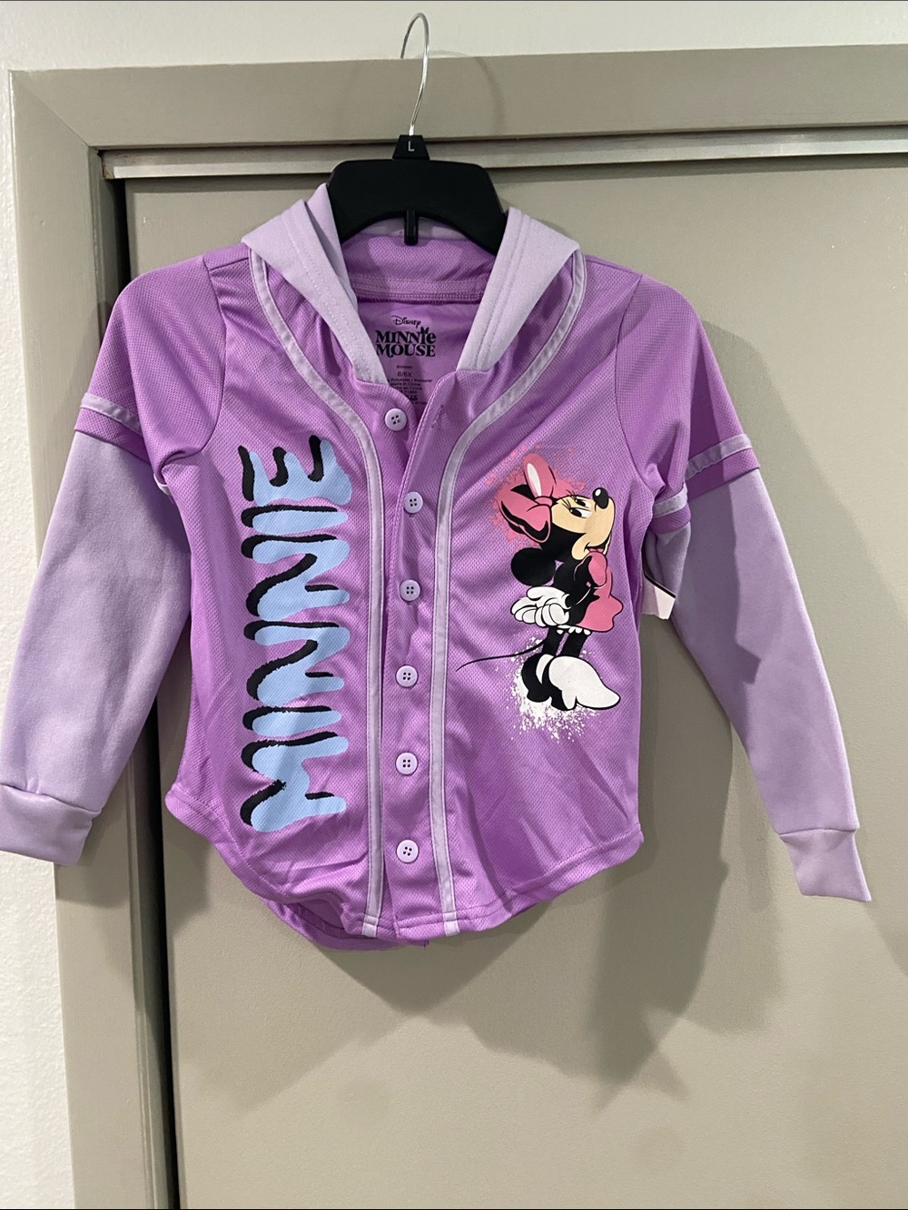 Disney Minnie Mouse Purple Lavender Hooded Button-Up